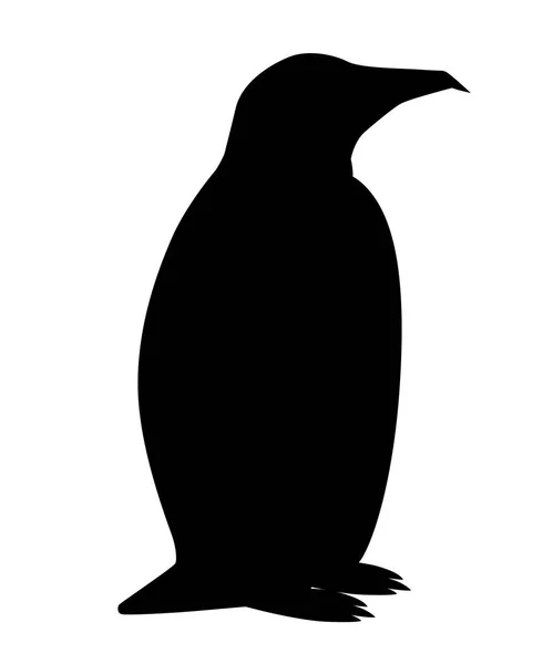 Schwarze Silhouette Erwachsener Kaiserpinguin Arktisches Tier Cartoon Flaches Design Vektor — Stockvektor