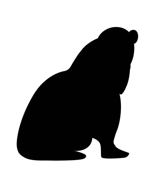 Schwarze Silhouette Weißer Eisbär Arktisches Tier Cartoon Flaches Design Vektor — Stockvektor