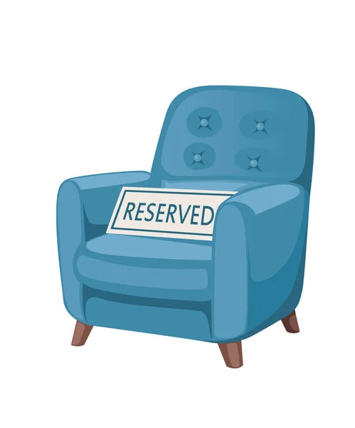 Blauer Sessel Mit Plastikplatte Reserviert Flache Vektordarstellung Isoliert Auf Weißem — Stockvektor