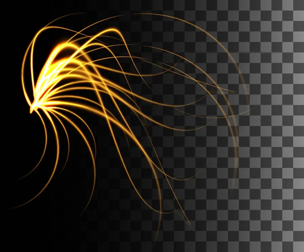 Efecto Abstracto Línea Brillante Efecto Luz Líneas Doradas Sobre Fondo — Vector de stock