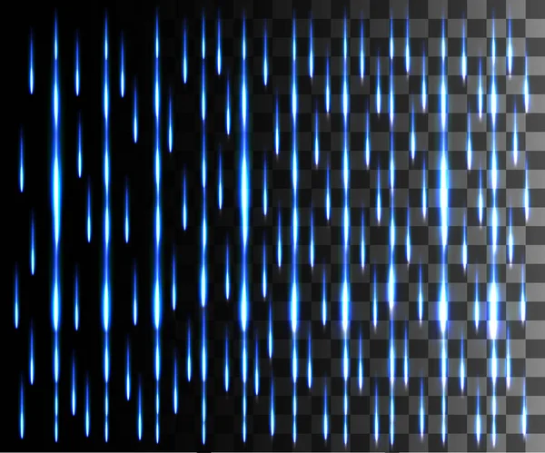 发光线抽象效果 雨的影响 蓝色线条在透明背景上的光效 — 图库矢量图片