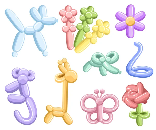 Globos Animales Flores Animales Globo Vectorial Para Fiesta Los Niños — Archivo Imágenes Vectoriales