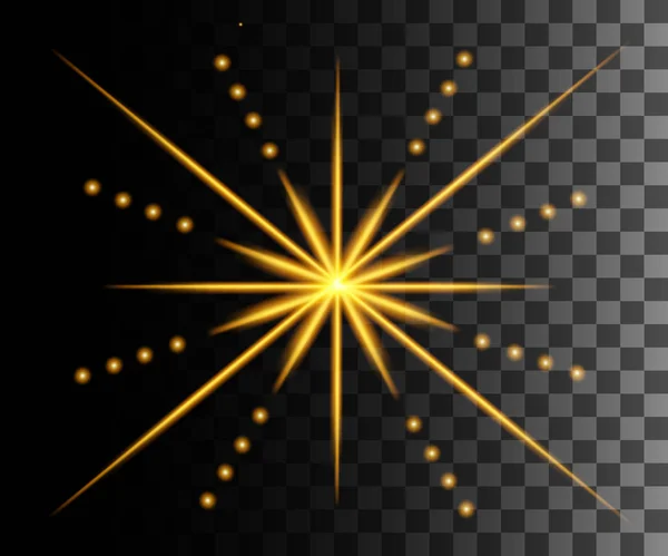 Glödande Ljus Abstrakta Gul Effekt Gyllene Vektor Ljuseffekter Med Partiklar — Stock vektor