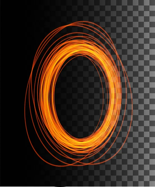 Στρογγυλά πορτοκαλί ακτίνες λάμψης νύχτα σκηνή με σπινθήρες σε διαφανές φόντο. Άδειο βάθρο φωτός. Μαγική πύλη φαντασίας. Φουτουριστική τηλεμεταφορά. Εικονοδιάνυσμα εφέ — Διανυσματικό Αρχείο