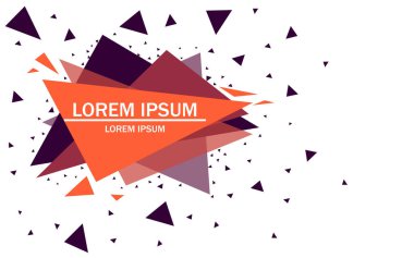 Afiş için Modern Soyut logo. Üçgenler kırmızı renkli logosu. Metin ile düz geometrik şekiller. Beyaz arka planda vektör Illustration