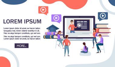 Gündelik kıyafetteki insanlar bilgi edinecekler. Karikatür karakter tasarımı. Beyaz arka planda düz vektör illüstrasyon. Eğitim konsepti, Web sitesi veya uygulama için tasarım