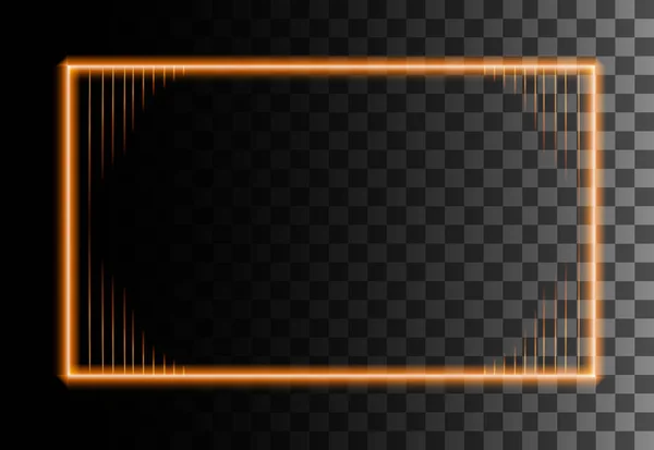 Neon-Stil abstrakte rechteckige Rahmen. orangefarbener Rahmen. glitzernder, glühender Rand. Abbildung auf transparentem Hintergrund — Stockvektor