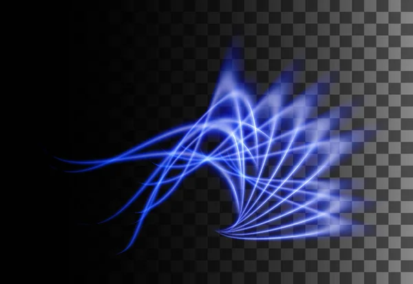 Glödande ljus. Abstrakt blå effekt. Gyllene vektor ljus effekter med partiklar dekoration isolerad på den genomskinliga bakgrunden — Stock vektor