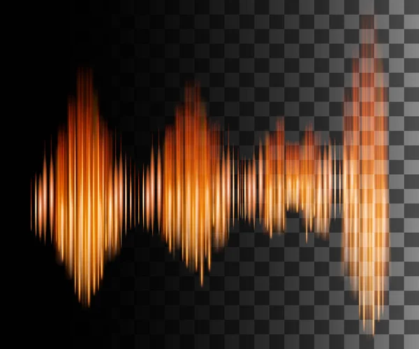 Abstract effect sound wave. Orange color effect. Spectrum audio wave. Vector illustration on transparent background — Stock Vector