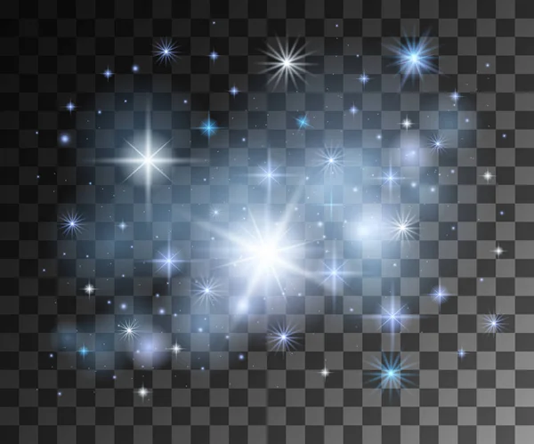 Glühende Linie abstrakte Wirkung. blauer Stern Lichteffekt auf transparentem Hintergrund. Sterngeometrie. Weltraumobjekte — Stockvektor