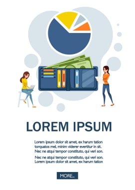 Kartlar ve nakit mavi deri cüzdan. Kredi kartları ve kağıt para için cepler. Beyaz arka planda düz vektör illüstrasyon. Metin, Web sitesi sayfası ve mobil uygulama tasarımı için yer