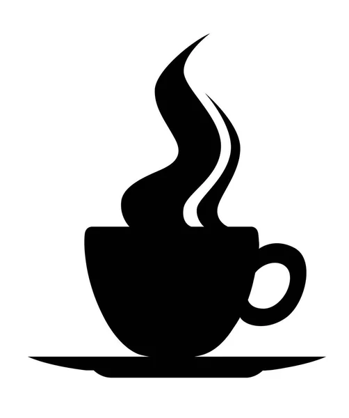 Schwarze Silhouette. Teetasse mit Untertasse vorhanden. Heißer Tee mit Dampf schwebt auf. Symbol Logo flaches Design. Vektor-Illustration isoliert auf weißem Hintergrund — Stockvektor