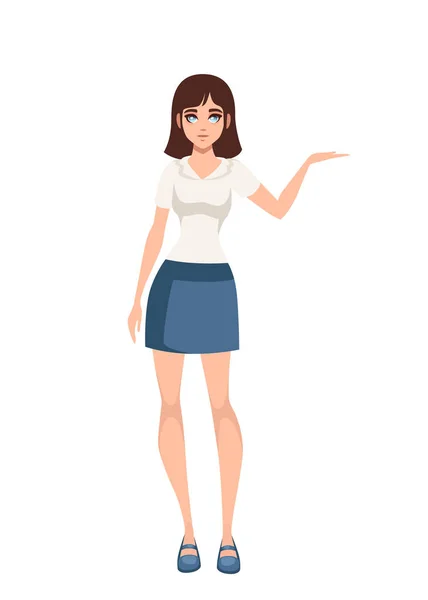 Mujeres de pie con ropa casual. Diseño de personajes de dibujos animados. Ilustración vectorial plana aislada sobre fondo blanco — Vector de stock