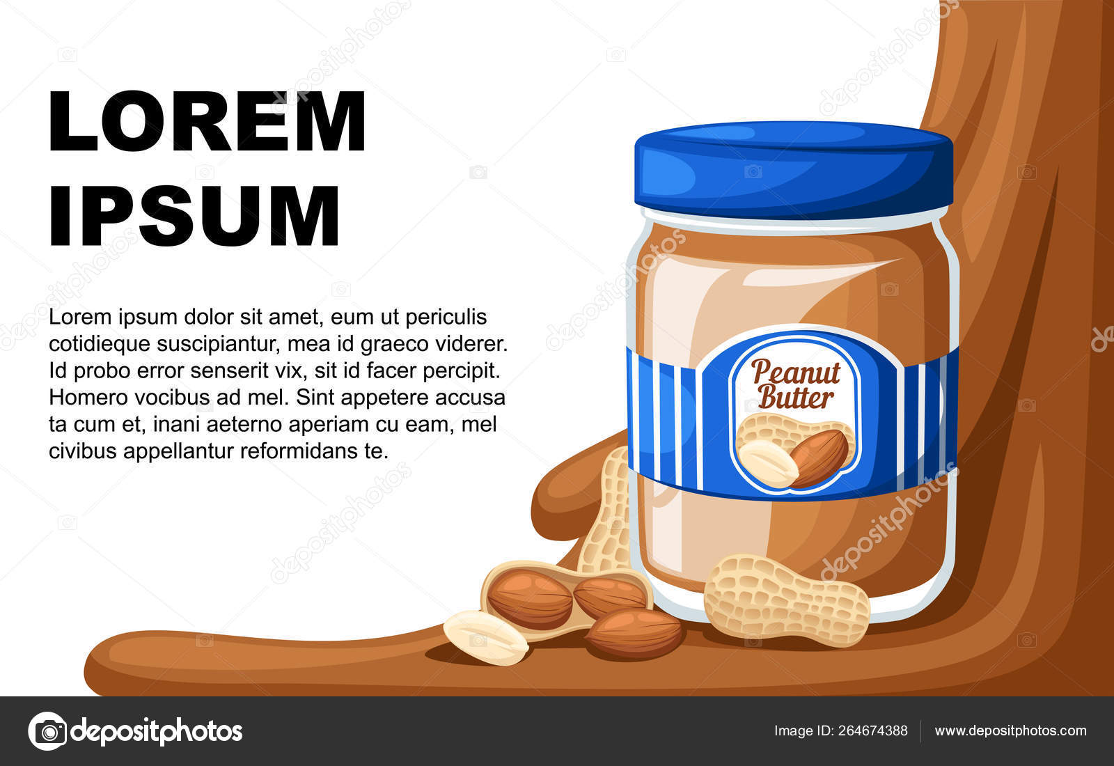 Download Illustration Of A Jar Of Peanut Butter Bread And Butter Design Template Flat Vector Illustration With Place For Text Advertising Flyer Or Greetings Card Design Vector Image By C Alfadanz Stock Gmail Com Vector