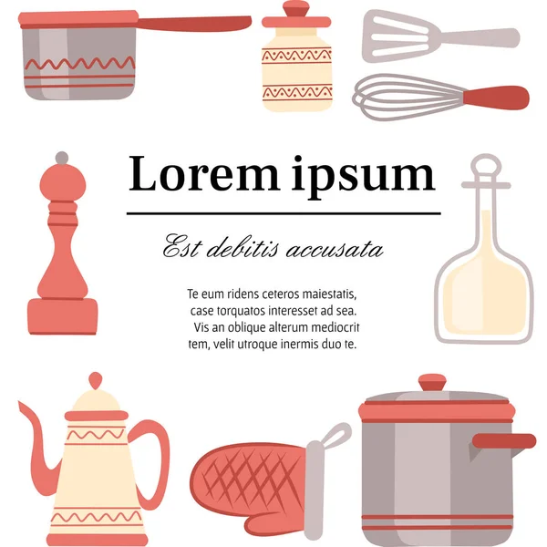 Utensilios de cocina, utensilios de cocina, colección de herramientas de cocina. Iconos de utensilios de cocina modernos en estilo árabe. Ilustración vectorial plana sobre fondo blanco. Folleto publicitario o diseño de tarjetas de felicitación — Archivo Imágenes Vectoriales