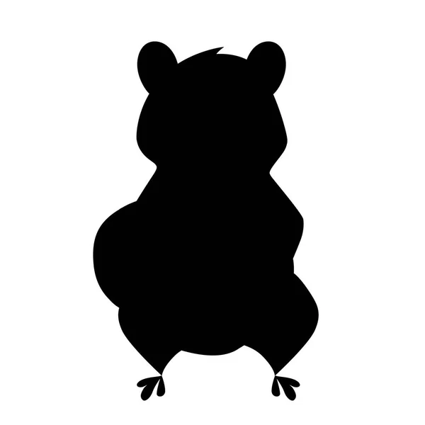 Black silhouette. Cute brown beaver sitting. Cartoon character design. North American beaver Castor canadensis. Rodentia mammals. Flat vector illustration isolated on white background. Front view — Stock Vector