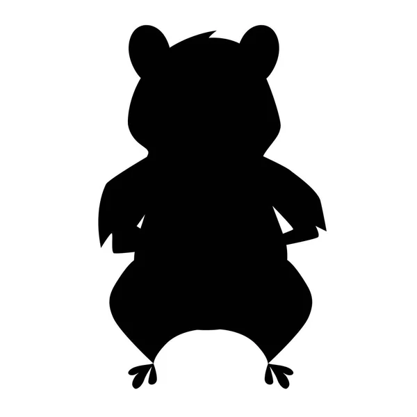 Black silhouette. Cute brown beaver sitting. Cartoon character design. North American beaver Castor canadensis. Rodentia mammals. Flat vector illustration isolated on white background. Front view — Stock Vector