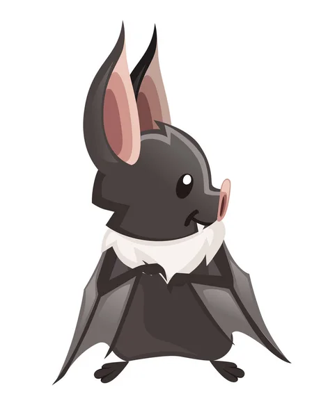 만화 박쥐입니다. 귀여운 뱀파이어 박쥐, 비행 포유 동물. 흰색 배경에 격리된 플랫 벡터 그림입니다. 만화 캐릭터 디자인 — 스톡 벡터