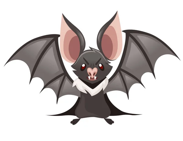 Cartoon-Fledermaus. Niedliche Vampirfledermaus, fliegendes Säugetier. flache Vektordarstellung isoliert auf weißem Hintergrund. Zeichentrickfiguren-Design. Wütende Fledermausgefühle — Stockvektor