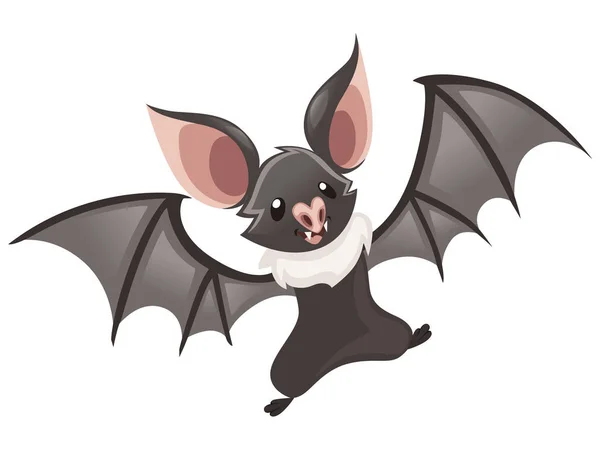 Cartoon-Fledermaus. Niedliche Vampirfledermaus, fliegendes Säugetier. flache Vektordarstellung isoliert auf weißem Hintergrund. Zeichentrickfiguren-Design. fröhlicher Fledermaustanz — Stockvektor