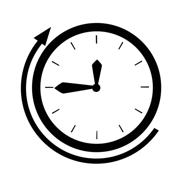 Silueta negra. Cara de reloj con hora límite. Cara de reloj, 3 minutos. Ilustración vectorial plana sobre fondo blanco — Vector de stock