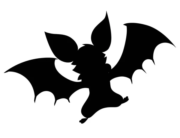 黒いシルエット。漫画のコウモリかわいい吸血鬼のコウモリ、飛行哺乳類。白い背景に分離されたフラットベクトルイラストレーション。漫画のキャラクターデザイン。ハッピーバットダンス — ストックベクタ