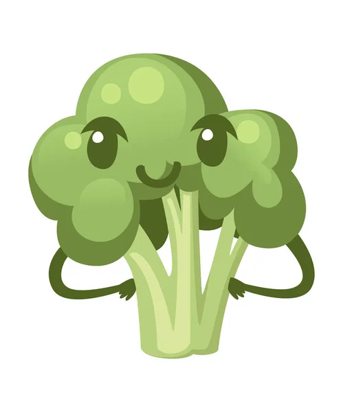 Brokoli lahana maskotu. Düz çizgi film karakter tasarımı brokoli. Taze yeşil Sebze, Vejetaryen, vegan Sağlıklı organik gıda. Farklı boyutlarda brokoli. Düz vektör çizimi — Stok Vektör