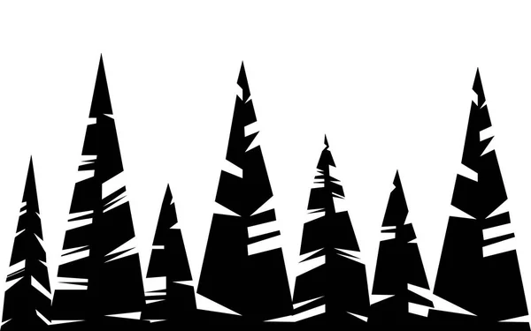 Zwarte silhouet Evergreen Pine Tree verschillende grootte van sparren boompictogram collectie platte vector illustratie — Stockvector