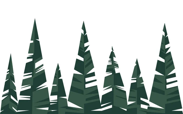 Árbol de pino verde siempreverde diverso tamaño de abeto icono colección vector plano ilustración — Vector de stock