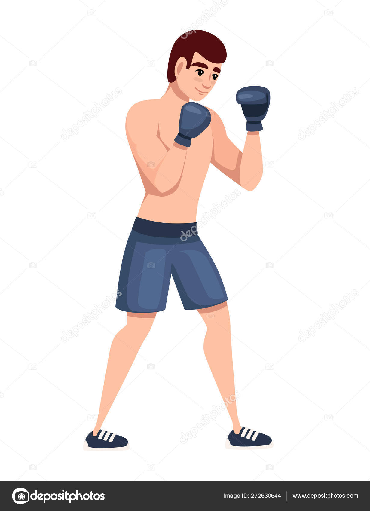 Athlète solide dans les vêtements de sport boxe avec l'ombre en