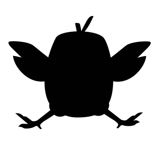 Schwarze Silhouette niedlich kleine Küken springen nach oben Frontansicht Cartoon-Charakter Design flache Vektor Illustration — Stockvektor