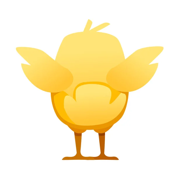 Schattige kleine Chick staande terug weergave cartoon karakter ontwerp platte vector illustratie — Stockvector