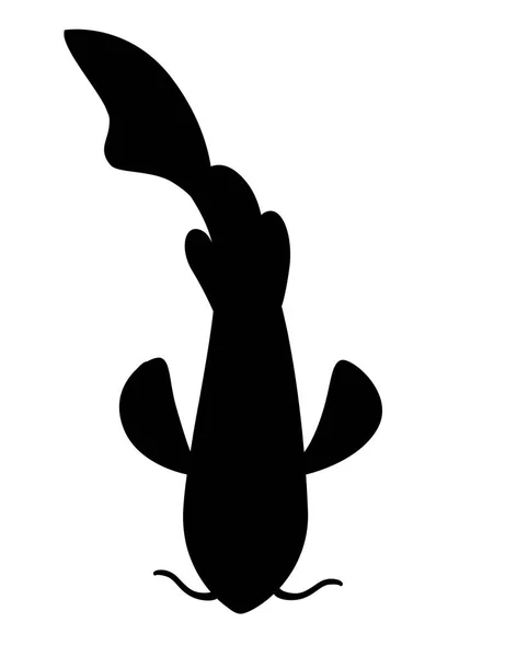 Zwarte silhouet koi karper Japanse symbool van geluk Fortune welvaart zwarte gestippelde Koi CARP cartoon platte vector illustratie geïsoleerd op witte achtergrond — Stockvector