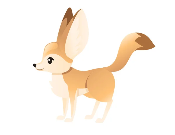 Lindo zorro fennec plana vector ilustración dibujos animados diseño animal blanco fondo vista lateral — Vector de stock