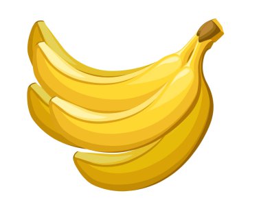 Beyaz arka plan üzerinde izole sarı muz yenilebilir tropikal meyve berry düz vektör illüstrasyon Demet