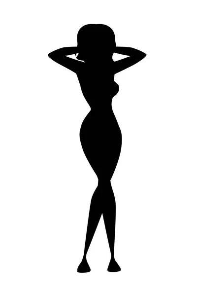 Silueta negra hermosas mujeres en traje de baño dibujo animado diseño de personajes vector plano ilustración — Vector de stock