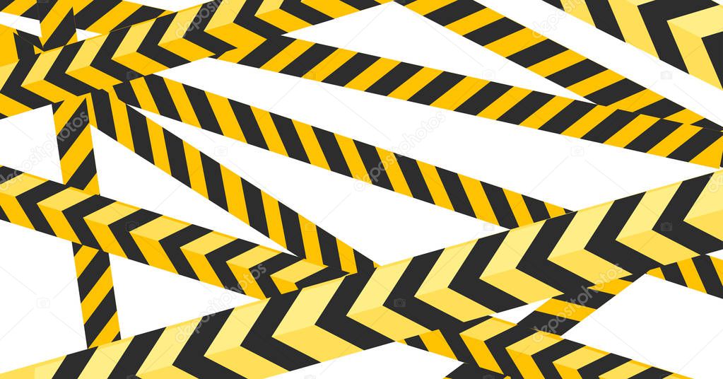 Black and yellow striped tape police or construction design flat vector illustration on white background