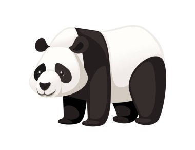 Katta Sevimli büyük panda standı karikatür hayvan tasarımı düz vektör illüstrasyon