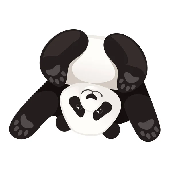 Cute funny big panda sit on floor head down cartoon animal design flat vector illustration