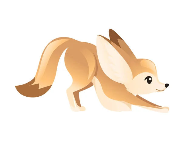 Lindo zorro fennec plana vector ilustración dibujos animados diseño animal blanco fondo vista lateral — Vector de stock