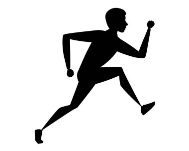 Siyah siluet işadamı beyaz arka plan izole karikatür karakter tasarımı düz vektör illüstrasyon çalışıyor