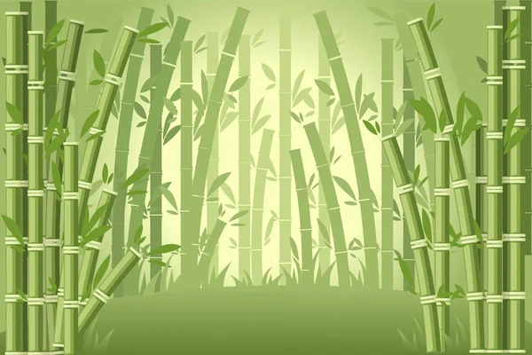 Árboles de bambú asiático bosque paisaje plano vector ilustración — Vector de stock