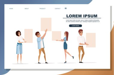 Beyaz arka plan web sitesi sayfa tasarımı boş boş işaret çizgi film karakter tasarımı düz vektör illüstrasyon tutan yükseltilmiş kolları olan insanların grubu