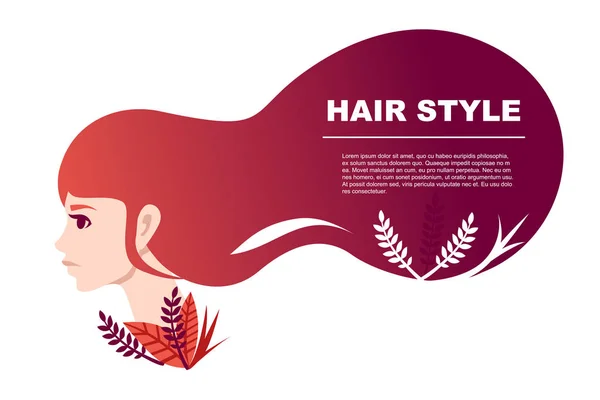 Moda bonita mulheres estilo de cabelo banner abstrato com padrão floral ilustração vetorial plana no fundo branco — Vetor de Stock