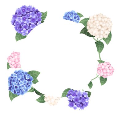 Daire renkli ortanca şablon tasarım afiş düz vektör illüstrasyon beyaz arka plan üzerinde