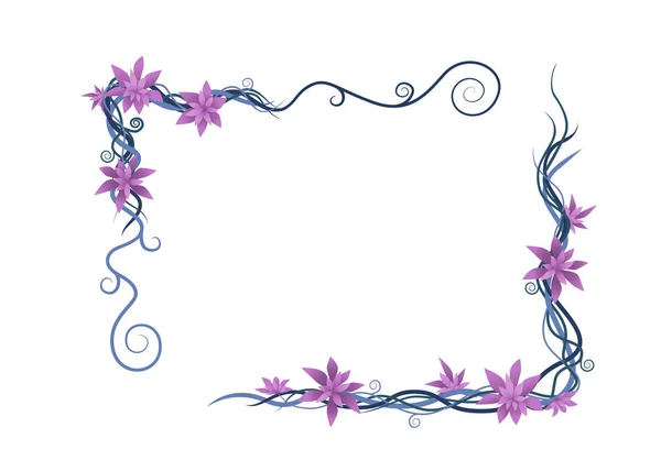 Reben Pflanze abstrakt lila wilde Äste Rahmen flache Vektor Illustration isoliert auf weißem Hintergrund — Stockvektor