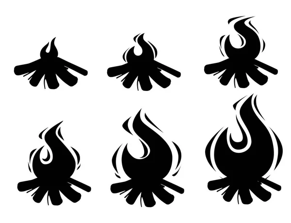 Vector Black and White Cartoon Illustration of Burning Fire with Wood Stock  Vector - Illustration of background, sign: 275267786