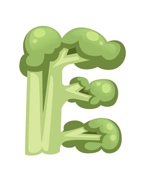Vegetable letter E spinach style cartoon vegetable design flat vector illustration isolated on white background — Stock Vector