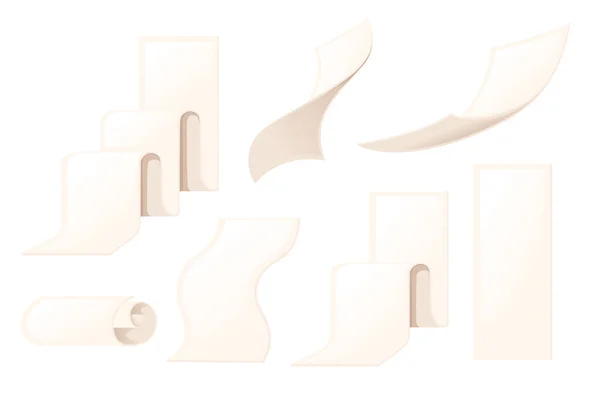 Jeu de papiers de reçus vides de différentes tailles icône plat vecteur illustration isolé sur fond blanc — Image vectorielle