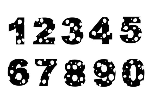 Conjunto de silueta negra de números estilo dibujos animados diseño de alimentos vector plano ilustración aislado sobre fondo blanco — Archivo Imágenes Vectoriales